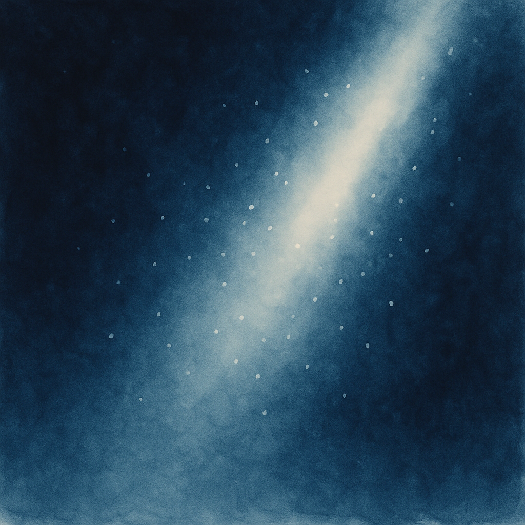 一筋の光に包まれた雪の抽象画
