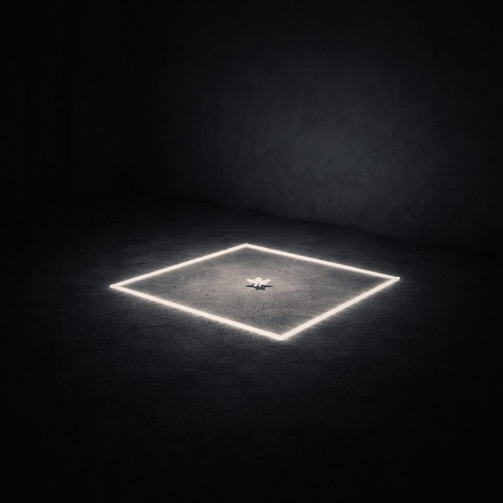 白い光の枠の中に閉じ込められた紙片の象徴写真